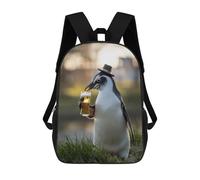 sinyumoney Penguin Sipping A Beer Backpack School Bag Rucksack Casual Daypacks School Work Travel Bag for Men, Women & Teenage Boys 17inch