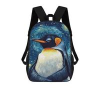 sinyumoney Penguin Starry Night School Backpack Large Lightweight Casual Backpack for Girls Boys Teenage 17inch