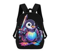 sinyumoney Penguin Viking Backpack 3D Printed Children's School Backpack Kids Travel Backpacks High Capacity Book Bags Children's Backpack Rucksack 17inch