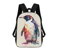 sinyumoney Penguin Watercolor Animal Backpack 3D Printed Kids School Backpack High Capacity Travel Backpacks Book Bags Kids Backpack 17inch