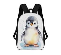 sinyumoney Penguin Watercolor Birds School Bag Backpack Teen Schoolbag 3D Printing Adjustable Schoolbag Fashion Pocket Bag for Kids Boys Girls Students And Teenagers Fans 17inch