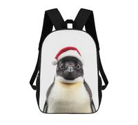 sinyumoney Penguin with Santa Hat Children's Backpacks School Backpack 3D Printed Backpack for Kids Travel Rucksacks Book Bags Kids School Bag 17inch