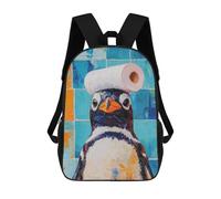 sinyumoney Penguin with Toilet Paper Backpacks 3D Printed 17inch Kids School Backpack Outdoor Casual Daypack Casual Travel Bags for Middle School Students