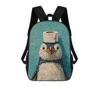 sinyumoney Penguin with Toilet Paper Hat-2 School Backpack 3D Printed Children's 17inch Backpacks Bag Bookbag for Kids Boy Girl Book Bags Kids School Bag Travel Rucksacks