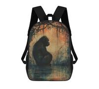 sinyumoney Pensive Gorilla 3D Printed Children's School Backpack for Kids High Capacity Travel Rucksacks Book Bags Kids School Bag Back Pack 17inch