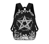 sinyumoney Pentagram with Floral Frame Backpack School Bag Lightweight Schoolbag Dayback Bookbag College for Girl, Teen Girls 17inch