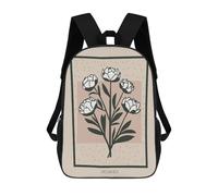 sinyumoney Peony Floral Mid Century 3D Printed 17 Inch School Backpack Casual Children's Backpacks 3D Printed for Boys Elementary And Middle