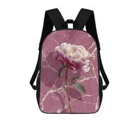 sinyumoney Peony Flower Wall Mural 3D Printed 17inch Kids School Backpack School Bag Fashion Rucksacks for Boys Elementary And Middle School Students