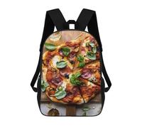 sinyumoney Pepperoni Pizza with Basil Kids Backpack 17 Inch School Bag 3D Printed Cartoon School Backpacks for Boys And Teenager School Students