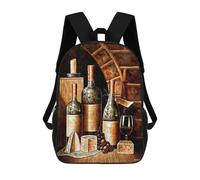 sinyumoney Perfect Kitchen Bar Wine Children's School Backpack 3D Printed for Kids Travel Rucksacks Book Bags for Boys Elementary School Students 17inch