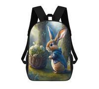 sinyumoney Peter Rabbit's Adventure in The Forest 3D Printed 17 Inch School Backpack Children's Backpacks 3D Printed Cool Knapsack for Boys Elementary And Middle