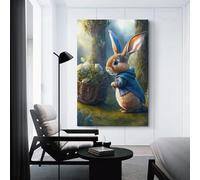sinyumoney Peter Rabbit's Adventure in The Forest Wall Decorations for Bedrooms Cute Room Decor Ready to Hang Canvas Art 20x30inch(50x75cm)
