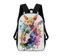 sinyumoney Peterbald Cat Watercolros Children's Backpacks School Backpack 3D Printed for Kids Travel Rucksacks Book Bags Kids 17inch School Bag