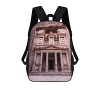 sinyumoney Petra Jordania Backpacks 3D Printed 17inch Kids School Backpack Outdoor Casual Daypack Casual Travel Bags for Middle School Students