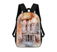 sinyumoney Petra Treasury Children's Backpack, Schoolbag Large Capacity Students Bookbag Rucksack Knapsack for Boys Girls Adults Teen 17inch