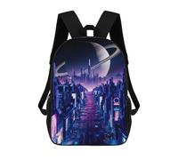 sinyumoney Phantom Night City School Backpack School Bags for Girls Boys Backpack with Pocket Fashion School Bag Kids Backpack 17inch