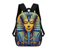 sinyumoney Pharaoh Ramses II Kids School Backpack School Bag 3D Printed School Bag for Boys Elementary And Middle School Students 17inch