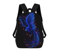 sinyumoney Phoenix Bird Blue Rucksack High Secondary School Bags Casual Backpack for Girls Boys Teenage 17inch