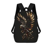 sinyumoney Phoenix Black Gold School Bag 3D Printed 17inch Backpacks Fashion Kids School Backpack Rucksacks for Boys Elementary And Middle School Students
