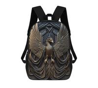 sinyumoney Phoenix Gold Decor School Backpack Lightweight Schoolbag Dayback Bookbag College for Camping Outdoor Adventures And Daily Travel 17inch