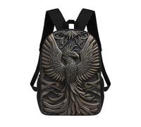 sinyumoney Phoenix Gold Relief Deco Backpack School Bag Business Durable Laptop Bag- Perfect for Travel, Work And Daily Use 17inch