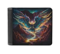 sinyumoney Phoenix Rising A Mythical Flight 3D Print PU Leather Wallet Slots ID Window Slim Elegant Leather Wallet Craftsmanship Gifts 11.7cm*9.5cm