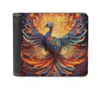 sinyumoney Phoenix Rising Artistic Firebird -3 3D Print PU Leather Men's Wallet Card Slots Coin Soft Convenient Purse Craftsmanship Gifts 11.7cm*9.5cm