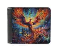 sinyumoney Phoenix Rising Artistic Firebird 3D Print PU Men's Leather Wallet Use Holds Bills Leather RFID Slim Elegant Wallets 11.7cm*9.5cm