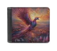 sinyumoney Phoenix Rising Artistic Firebird -4 3D Print PU Leather Men's Wallet Use Holds Bills RFID Blocking Stylish Durable Wallets Youth Guys 11.7cm*9.5cm