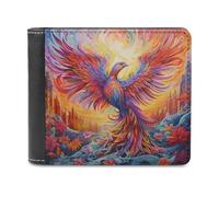 sinyumoney Phoenix Rising Artistic Firebird -8 3D Print PU Leather Wallet Card Slots Coin Leather RFID Fashion Slim Leather Wallet Craftsmanship Gifts 11.7cm*9.5cm