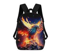 sinyumoney Phoenix Rising Artistic Firebird Illustration 3D Printed School Bag Children's School Backpack Schoolbags Travel Backpacks Casual Fashion Bag for Kids School Students 17inch
