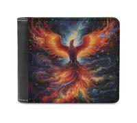 sinyumoney Phoenix Rising Cosmic Firebird 3D Print Men's Wallet Holds Bills Credit Banknote Compartments Slim Elegant Purse Everyday Use 11.7cm*9.5cm