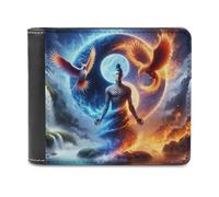 sinyumoney Phoenix Rising Dual Elements Harmony 3D Print Men's Wallet Holds Bills Credit RFID Blocking Stylish Banknote Compartments Fashion Slim Wallets 11.7cm*9.5cm