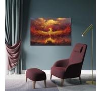 sinyumoney Phoenix Rising Fantasy Artwork Art Work for Home Walls Wall Decor Ready to Hang for Bathroom Toilet Decor Large Canvas Wall Art for Living Room 24x36inch(60x90cm)