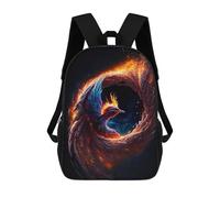 sinyumoney Phoenix Rising Fire And Flame Artwork Kids Backpack,School Backpack Kids School Bag 3D Printed Cartoon Large Capacity Backpack for Kids Boys And Girls 17inch