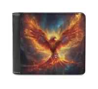 sinyumoney Phoenix Rising Firebird Artwork 3D Print Clutch Purse Card Slots Coin Slots Note Section Stylish Durable Leather Wallet Youth Guys 11.7cm*9.5cm