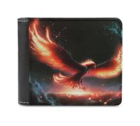 sinyumoney Phoenix Rising in Flames 3D Print Clutch Purse Card Slots Coin Slots Note Section Stylish Durable Leather Wallet Youth Guys 11.7cm*9.5cm