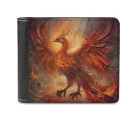 sinyumoney Phoenix Rising Mythical Artwork -1 3D Print Clutch Purse Holds Bills Credit Leather Compartments Leather Men's Wallet Gifts 11.7cm*9.5cm