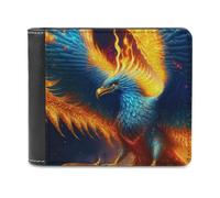 sinyumoney Phoenix Rising Mythical Firebird Art -1 3D Print Men's Wallet Bills Credit Cards Leather RFID Banknote Compartments Leather Wallet 11.7cm*9.5cm