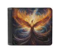 sinyumoney Phoenix Rising Symbolic Artwork 3D Print PUMen's Leather Wallet Safe Protection Card Fashion Slim Leather Wallet Youth Guys 11.7cm*9.5cm