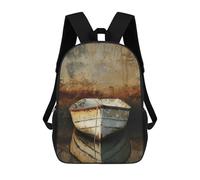 sinyumoney Photo Art Boat I Kids School Backpack School Bag 3D Printed School Bag for Boys Elementary And Middle School Students 17inch