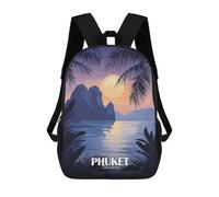sinyumoney Phuket Thailand Tropical Island Sunset Kids Backpack Fashion Fun Backpack Book Bag for Boys And Teenager 3D Printed School Bags for Boys 17inch