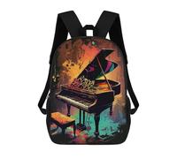 sinyumoney Piano Colorful Backpacks Kids School Backpack School Bag 3D Printed School Bag for Boys Elementary And Middle School Students 17inch