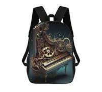 sinyumoney Piano Kids School Backpack School Bag 3D Printed School Bag for Boys Elementary And Middle School Students 17inch