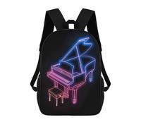 sinyumoney Piano Music Neon School Bag Bookbag 3D Printed Children's Backpacks for Kids Boy Girl Book Bags Kids School Bag Travel Rucksacks 17inch