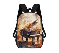 sinyumoney Piano Serene Sonata Children's Backpack, 3D Printed School Backpack, Backpack for Boys Girls, Adjustable School Bag for Primary School 17inch