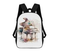 sinyumoney Piano Watercolor Backpacks Kids School Backpack School Bag 3D Printed School Bag for Boys Elementary And Middle School Students 17inch