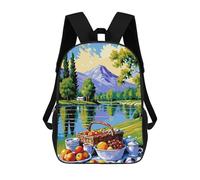 sinyumoney Picnic by The Lake Painting School Bags Water Resistant School Bag Business Backpack for Campus Outdoor Travel Sports 17inch
