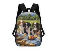 sinyumoney Picnic Puppies in Pastoral Setting Kids School Backpack 3D Printed Backpacks Fashion School Bag Rucksacks for Boys Elementary And Middle School Students 17inch