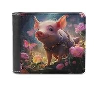 sinyumoney Pig in A Garden of Flowers 3D Print Men's Wallet Credit Card Slots Slots Note Section Modern Style Purse Craftsmanship Gifts 11.7cm*9.5cm